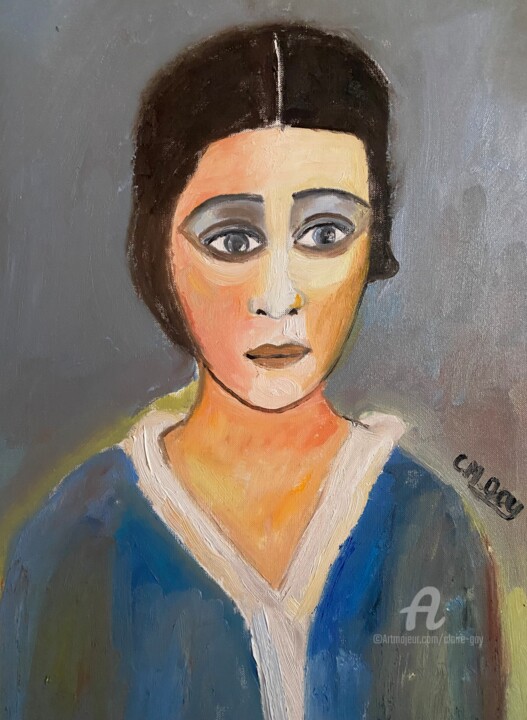 Painting titled ""Chère Olga"" by Claire Marie Gay, Original Artwork, Oil Mounted on Wood Panel