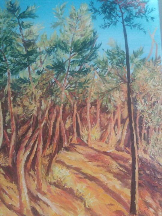 Painting titled "Forêt du luberon" by Clayre Paris, Original Artwork, Oil