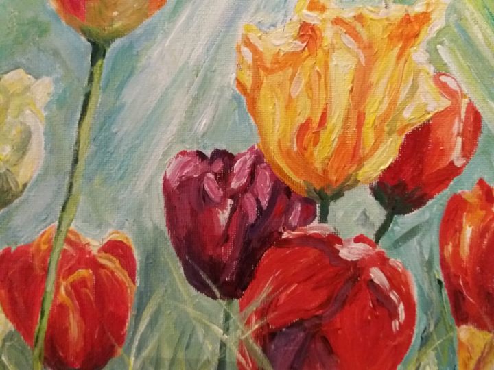 Painting titled "Tulipes" by Clayre Paris, Original Artwork, Acrylic