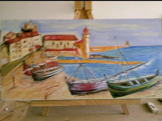 Pintura intitulada "PORT DE PECHE" por Claire Javelle-Soyez, Obras de arte originais