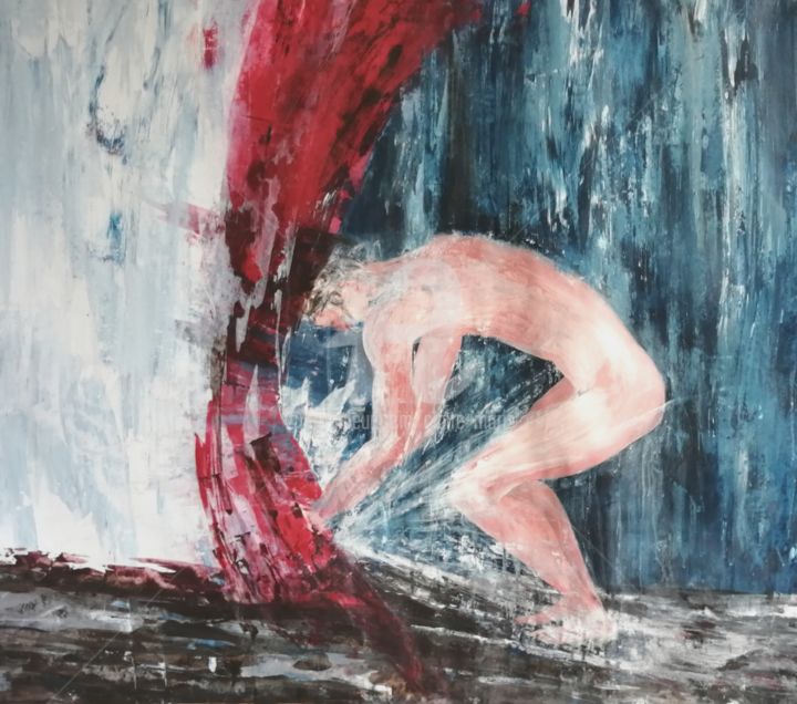 Peinture intitulée "La toilette au jet…" par Claire-Marie Magen, Œuvre d'art originale, Acrylique Monté sur Châssis