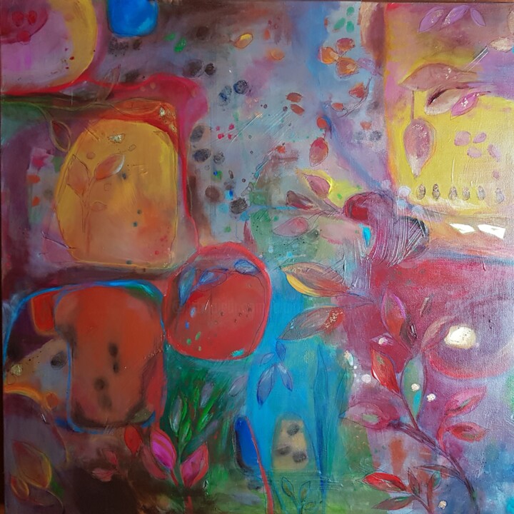 Painting titled "Hot summer" by Claire Mcinnerny, Original Artwork, Acrylic Mounted on Wood Stretcher frame