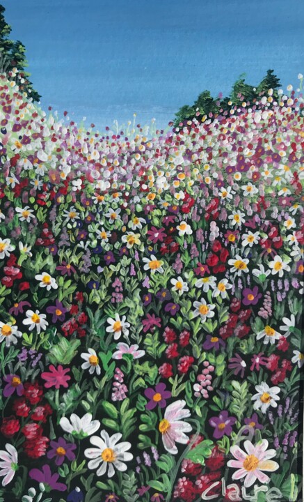 Peinture intitulée "Fleurs de montagne" par Claire Morand, Œuvre d'art originale, Acrylique
