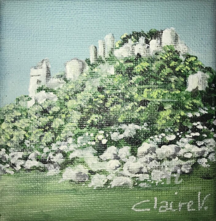 Pintura intitulada "Les ruines de Châte…" por Claire Morand, Obras de arte originais, Acrílico