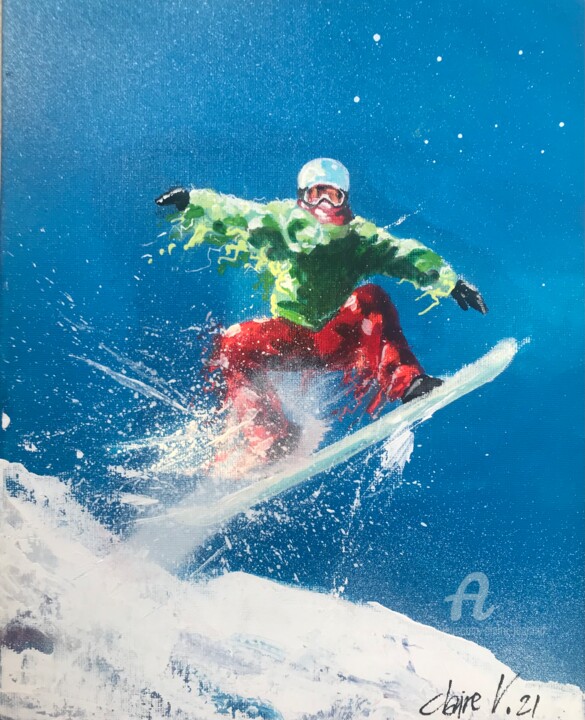 Peinture intitulée "Snowboard" par Claire Morand, Œuvre d'art originale, Acrylique