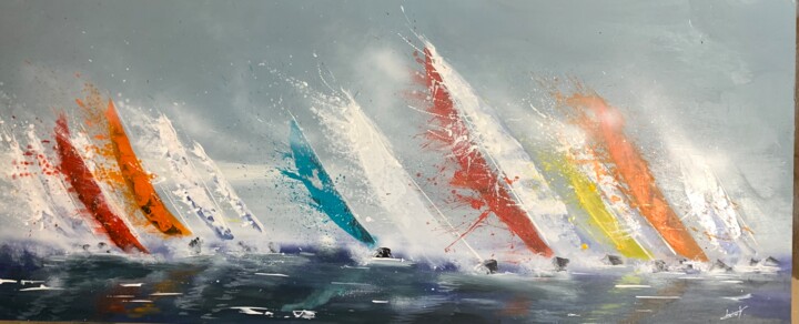 Painting titled "Route du Rhum: top…" by Claire Morand, Original Artwork, Acrylic