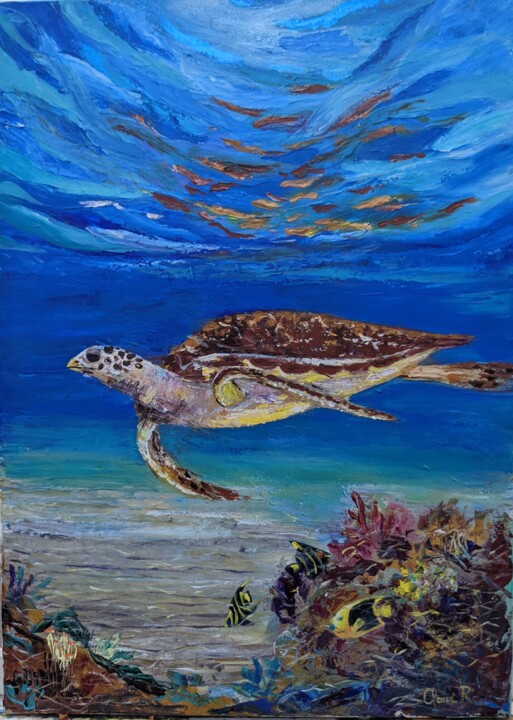 Peinture intitulée "Tortue" par Claire Richelme, Œuvre d'art originale, Acrylique