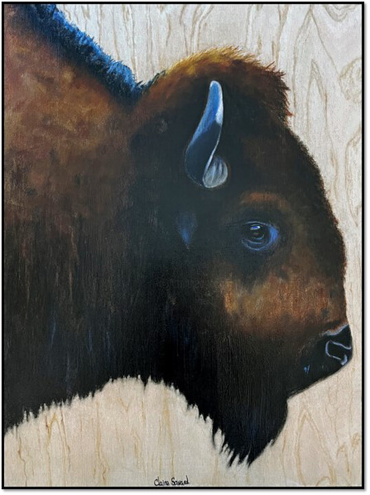 Painting titled "Brutus" by Claire Savard, Original Artwork, Pastel Mounted on Wood Panel