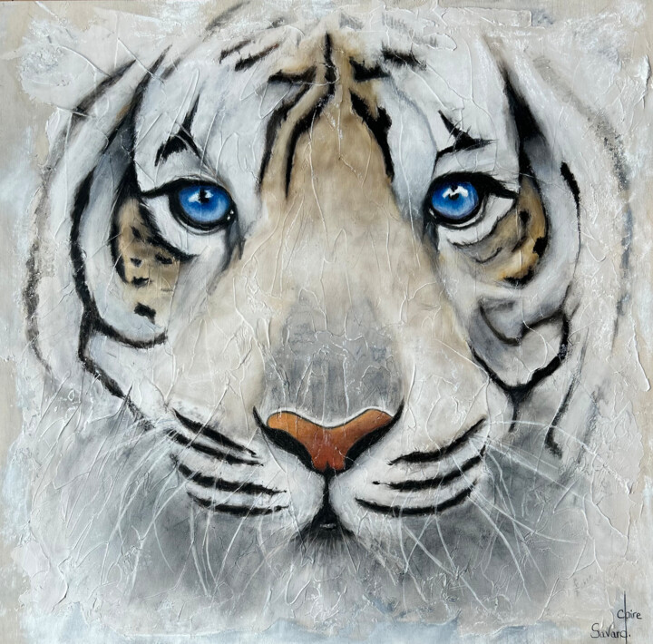 Painting titled "NEIGE" by Claire Savard, Original Artwork, Pastel Mounted on Wood Panel