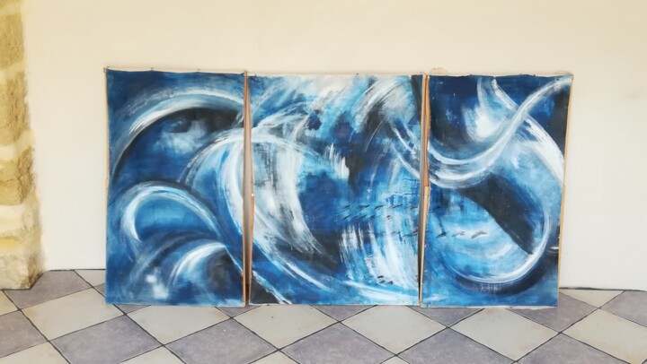 Peinture intitulée "bleu 1" par Claire T, Œuvre d'art originale, Acrylique