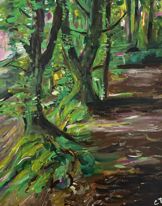 Peinture intitulée "Bois de Keradennec" par Claire Trévien, Œuvre d'art originale, Acrylique