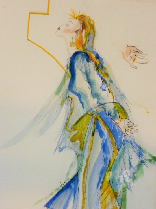Dessin intitulée "madonna" par Claire, Œuvre d'art originale, Aquarelle