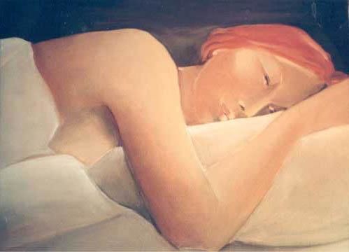 Painting titled "Somnolence" by Claire Lewis, Original Artwork, Oil