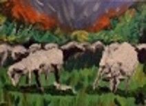 Painting titled "Moutons" by Claire Lien, Original Artwork