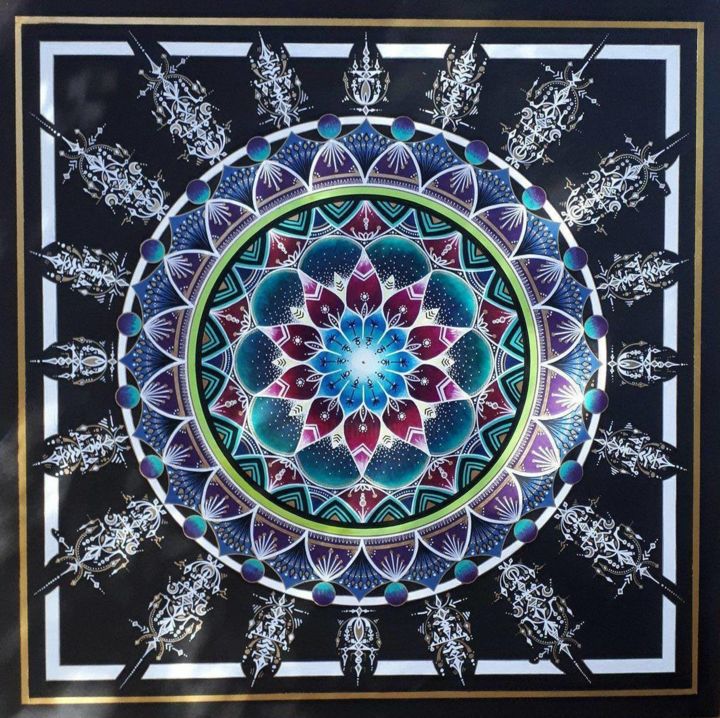 Painting titled "Mandala division 5" by Claire Martinet, Original Artwork