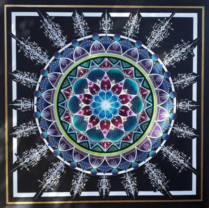 Peinture intitulée "Mandala division 5" par Claire Martinet, Œuvre d'art originale