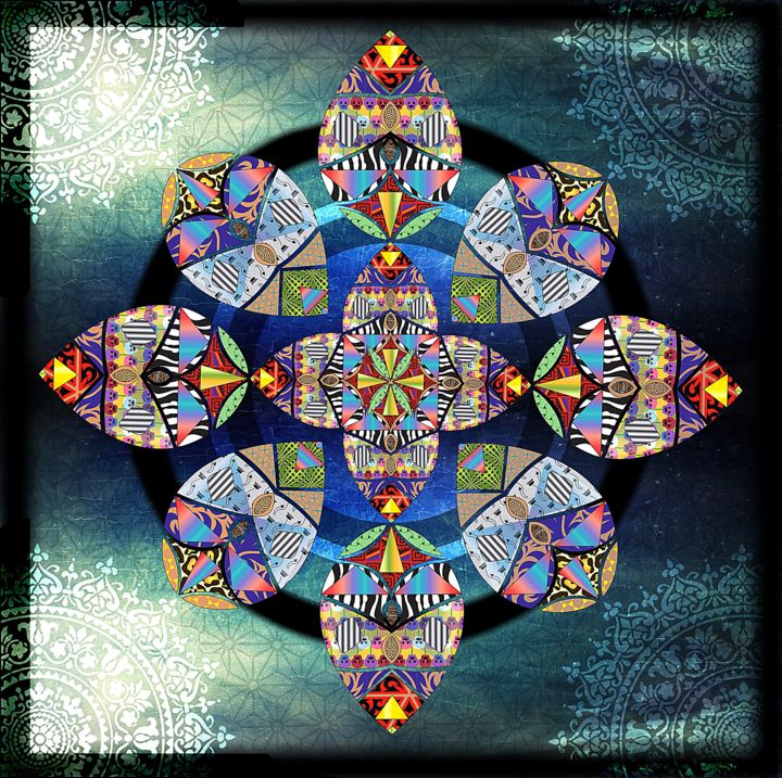 Digital Arts titled "mandala-illustrator" by Claire Martinet, Original Artwork, Digital Painting