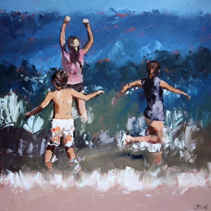Painting titled "Braving The Waves I…" by Claire Mccall, Original Art, Oil