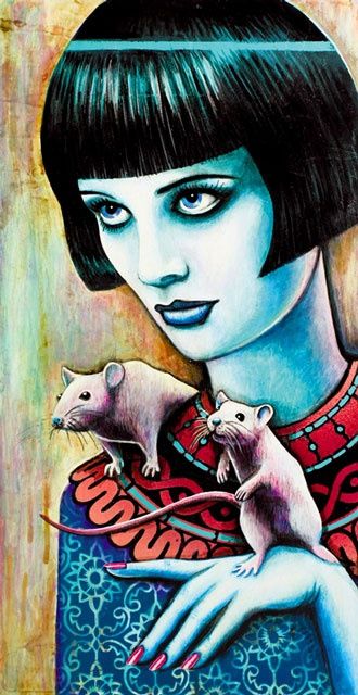 Peinture intitulée "Diana and the Rats" par Claire Pinatel, Œuvre d'art originale, Autre