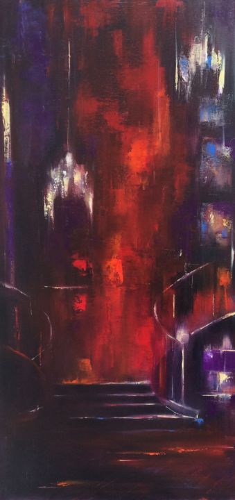 Peinture intitulée "Purple Red" par Claire Retif, Œuvre d'art originale, Huile