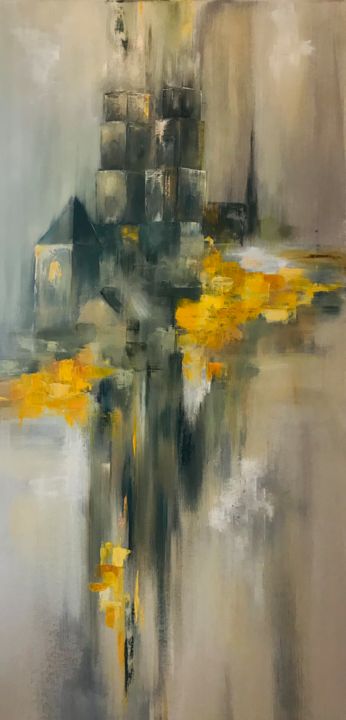 Peinture intitulée "Rayon  jaune" par Claire Retif, Œuvre d'art originale, Huile