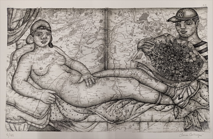 Prenten & gravures getiteld "Olympia" door Clara Castagné, Origineel Kunstwerk, Digitale afdruk