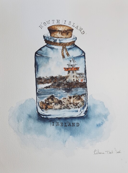 Painting titled "Howth Island - Orig…" by Clara Monnerot (L'Atelier Clara Del Sol), Original Artwork, Watercolor