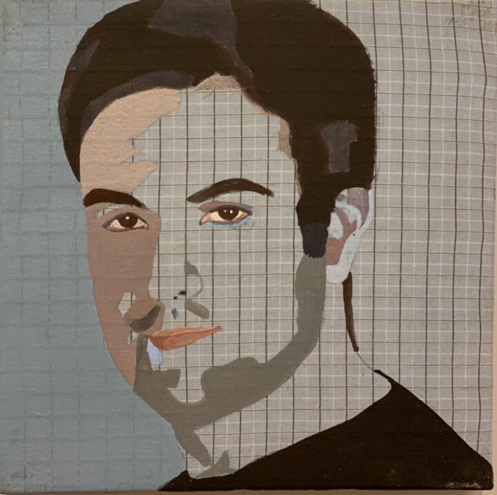 Malerei mit dem Titel "Portrait de Juan 1" von Clara Ramirez Katz, Original-Kunstwerk, Acryl Auf Keilrahmen aus Holz montiert