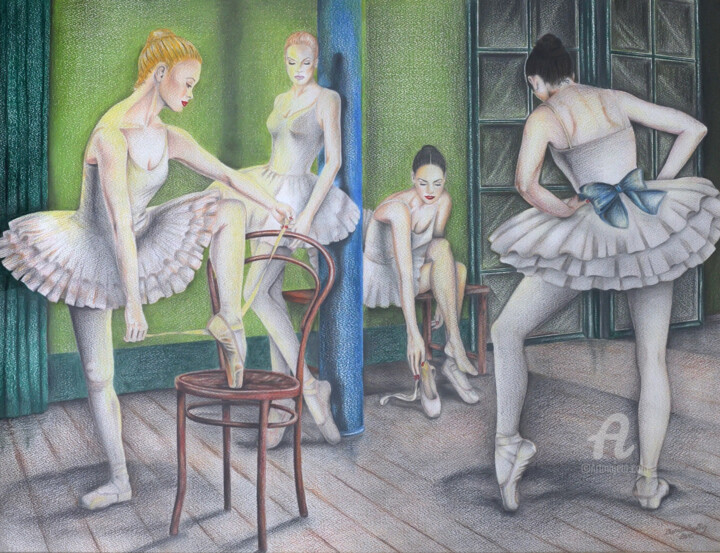 Pittura intitolato "l'attesa" da Clara De Santis, Opera d'arte originale, Pastello