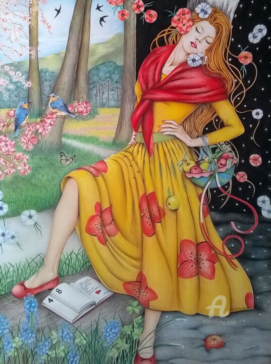 Картина под названием "Aria di Primavera (…" - Clara De Santis, Подлинное произведение искусства, Пастель