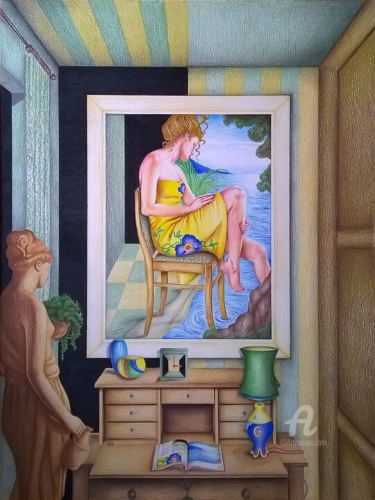Картина под названием "Dentro l'immagine" - Clara De Santis, Подлинное произведение искусства, Пастель