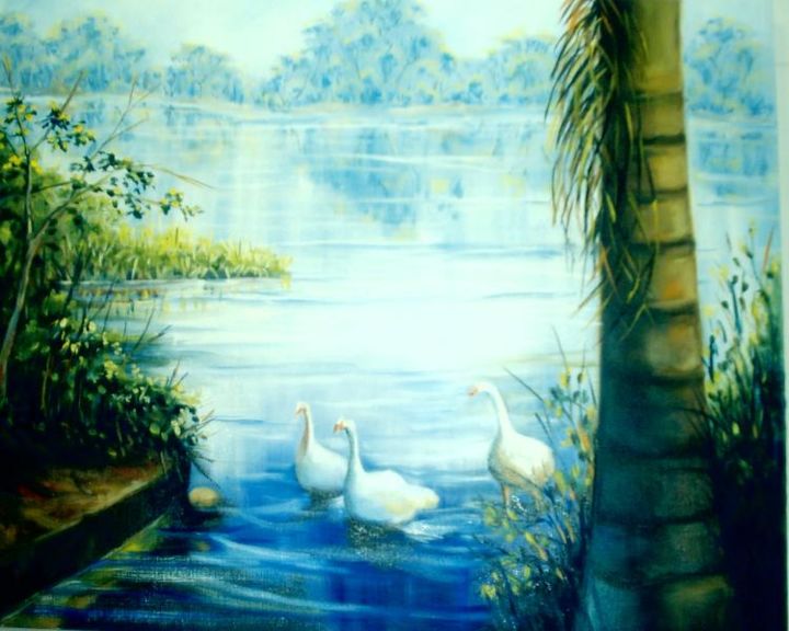 Pintura intitulada "patos" por Clarice Muller, Obras de arte originais