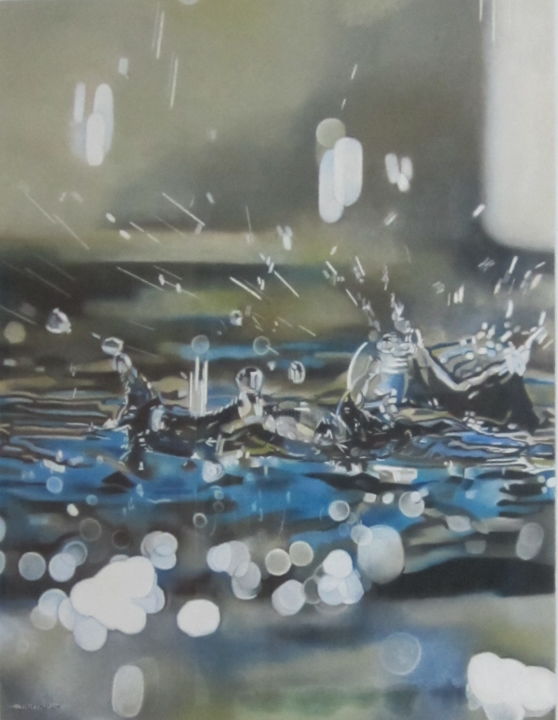 Peinture intitulée "Les gouttes d'eau" par Clara Truffaut, Œuvre d'art originale, Pastel