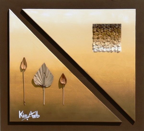 Peinture intitulée "Fèves & feuille" par Kim-Anh, Œuvre d'art originale