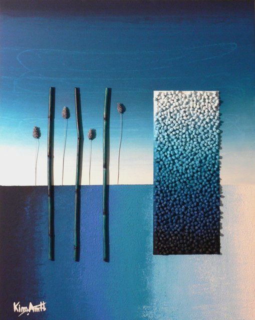 Peinture intitulée "Bleu - Phalaris 3 B…" par Kim-Anh, Œuvre d'art originale