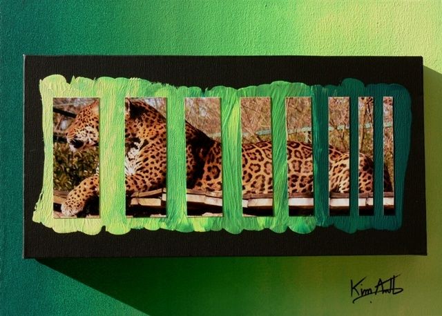 Peinture intitulée "Vert - Léopard" par Kim-Anh, Œuvre d'art originale