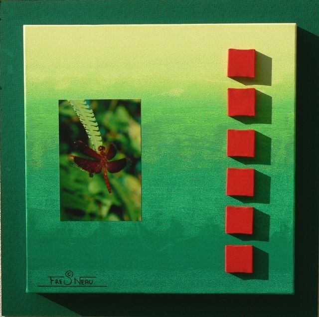 Peinture intitulée "Vert - Libellule" par Kim-Anh, Œuvre d'art originale