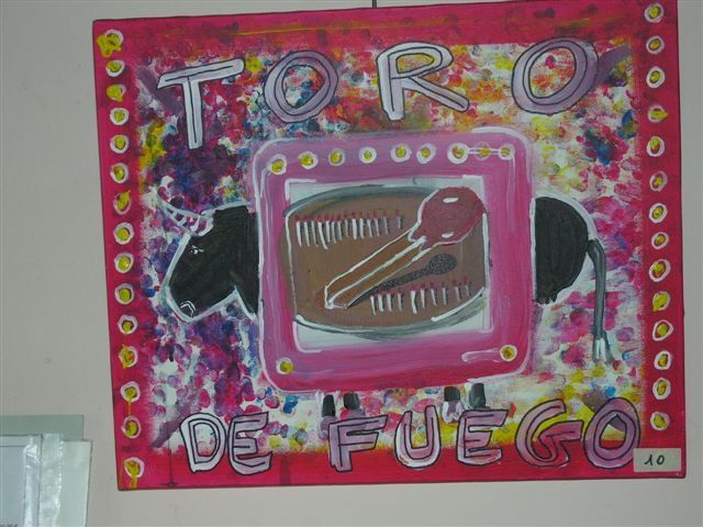 Картина под названием "TORO DE FUEGO" - Nox, Подлинное произведение искусства