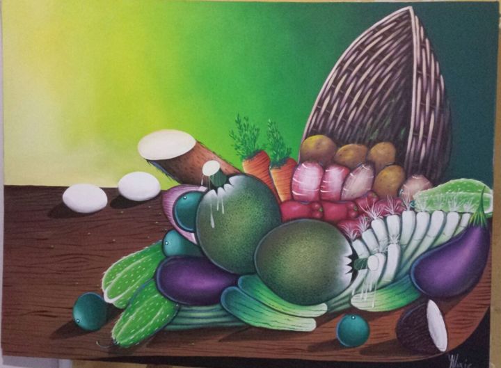 Malerei mit dem Titel "Vegetales" von Claude Alexis, Original-Kunstwerk, Acryl
