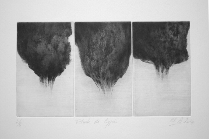 Prenten & gravures getiteld "trois études de cyp…" door Claude Amaouche, Origineel Kunstwerk, Gravure