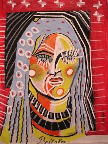 Peinture intitulée "Portrait Tribal" par Claude Bellaton, Œuvre d'art originale