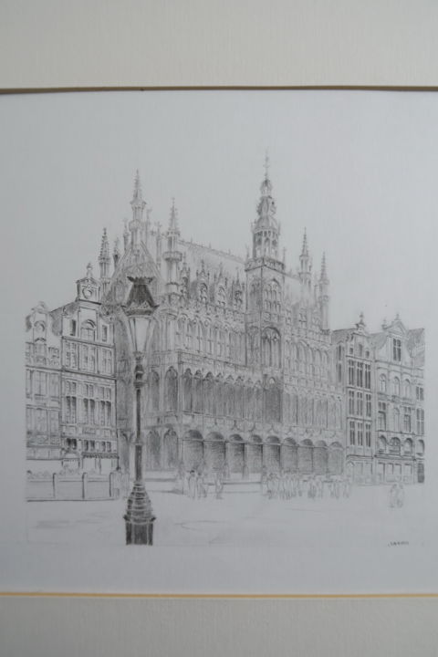 Drawing titled "Brussel" by Claude Berghmans, Original Art, Pencil
