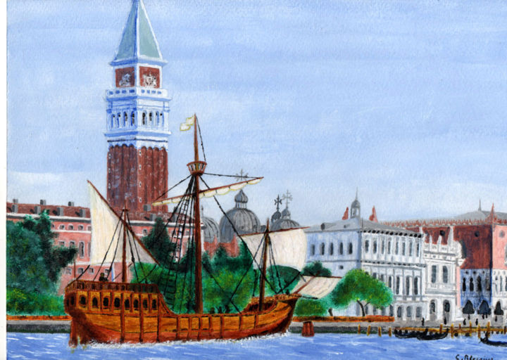 Painting titled "Venise" by Claude Blaesius, Original Artwork, Acrylic