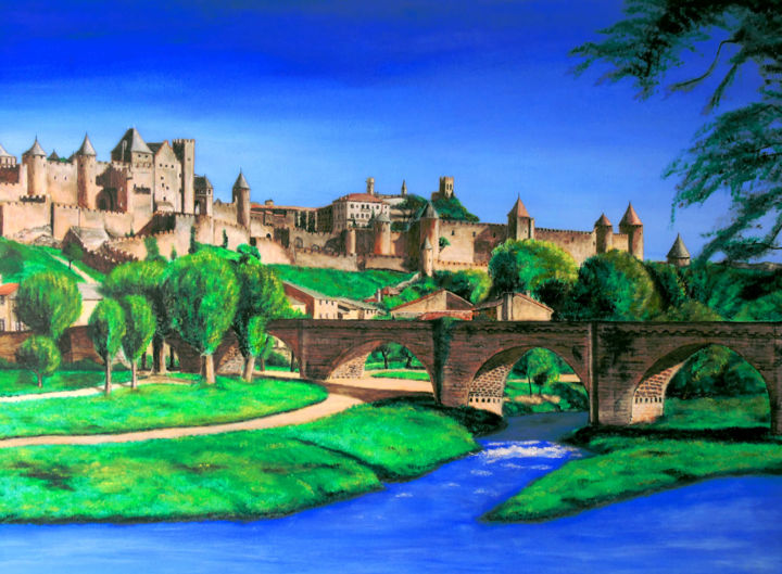 Painting titled "Carcassonne" by Claude Blaesius, Original Artwork, Acrylic