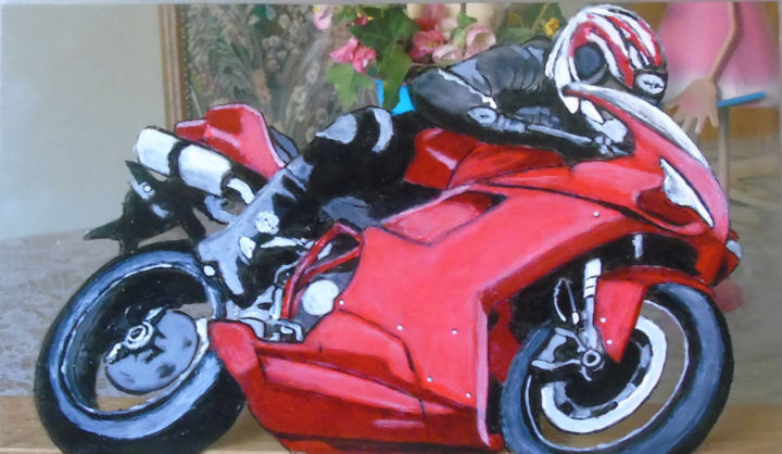 Painting titled "Moto" by Claude Blaesius, Original Artwork, Acrylic
