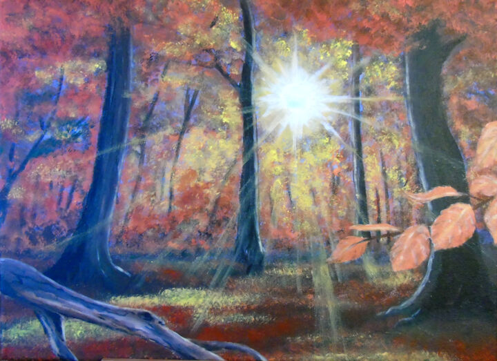 Peinture intitulée "Paysage d'automne" par Claude Blaesius, Œuvre d'art originale, Acrylique