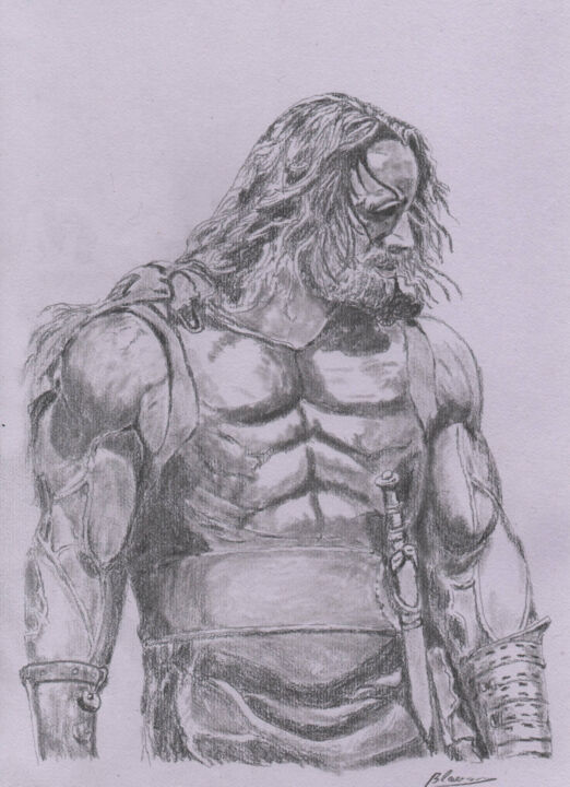 Dessin intitulée "Hercule(Dwayne John…" par Claude Blaesius, Œuvre d'art originale, Crayon