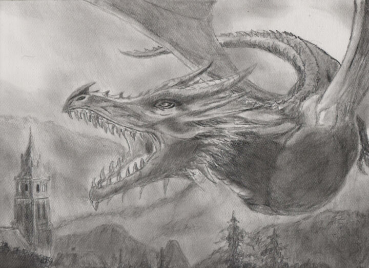 "Dragon age" başlıklı Resim Claude Blaesius tarafından, Orijinal sanat, Kalem