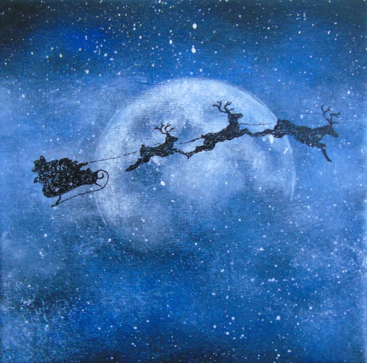 Peinture intitulée "Noël clair de Lune" par Claude Blaesius, Œuvre d'art originale, Acrylique