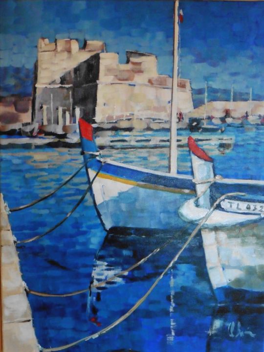 Schilderij getiteld "Le Port Saint Louis…" door Claude Bonnin, Origineel Kunstwerk, Acryl